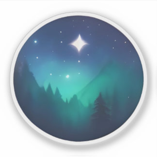 Sterrennacht over mystieke dennen sticker