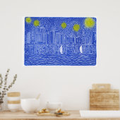 Sterrennacht over New York.. wie is John Galt? Poster (Keuken)