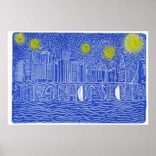 Sterrennacht over New York.. wie is John Galt? Poster (Voorkant)