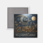 Sterrennacht over stadsbeeld 1 van 2 vierkante mag magneet (Voorkant / Achterkant)