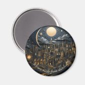 Sterrennacht over stadsgezicht 1 van 3 ronde magneet (Voorkant / Achterkant)