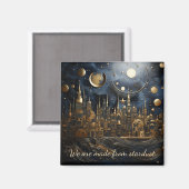 Sterrennacht over stadsgezicht 2 van 8 vierkant magneet (Voorkant / Achterkant)