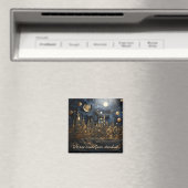 Sterrennacht over stadsgezicht 2 van 8 vierkant magneet (Insitu (Vaatwasser))