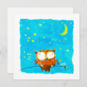 Sterrennacht Owl Feestdagenkaart (Voorkant / Achterkant)