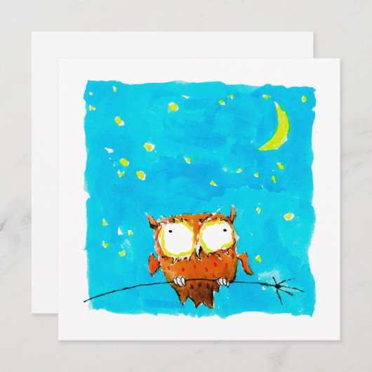 Sterrennacht Owl Feestdagenkaart (Voorkant / Achterkant)