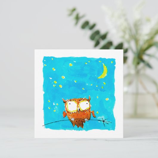 Sterrennacht Owl Feestdagenkaart (Staand voorkant)