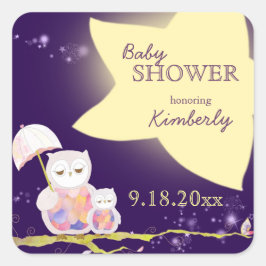 Sterrennacht Owls Baby shower Vierkante Sticker