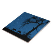 Sterrennacht Paarden en eikenbomen Tegeltje (Zijkant)