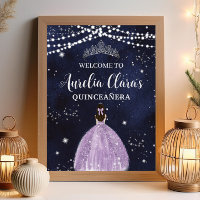 Sterrennacht Paarse Lila jurk Silver Quinceañera
