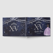 Sterrennacht Paarse Lila Quinceañera Verjaardag Gastenboek (Volledig)