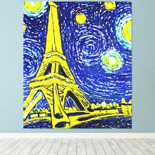 Sterrennacht Paris Frankrijk Canvas Afdruk (Insitu (Houten vloer))