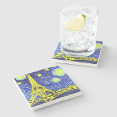 Sterrennacht Paris Frankrijk Stenen Onderzetter (Zijkant)