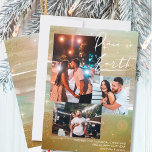 Sterrennacht Peace on Earth 3 Foto Collage Gold Feestdagenkaart<br><div class="desc">Creëer uw eigen 3 fotocollage-vakantiekaart, met 'Peace on Earth hand lettering' op een 'sterry night'-achtergrond. Het ontwerp is voorzien van waterverf penseelstreken, in tinten van goudgeel groen en zand, met sterren, sterren, zeegloed en goudstof. Vrede op Aarde wordt geletterd in moderne scriptkalligrafie, die u kunt wijzigen in elke kleur die...</div>
