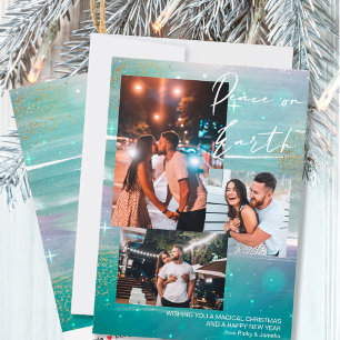 Sterrennacht Peace on Earth 3 Foto Collage Green Feestdagenkaart