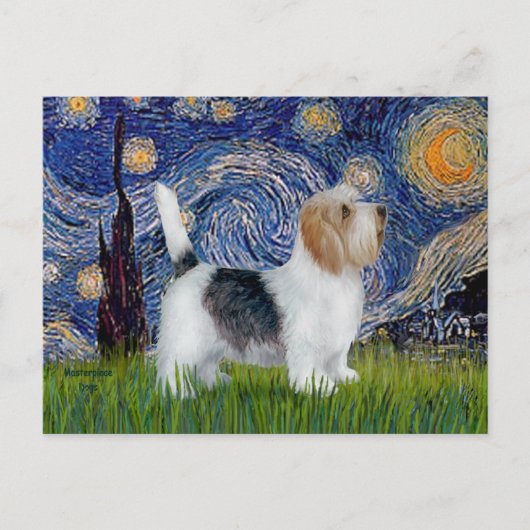 Sterrennacht - Petit Basset (PBGV) Briefkaart (Voorkant)