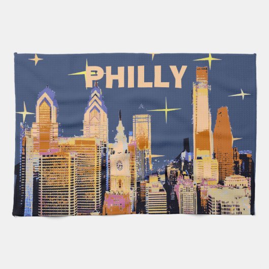 Sterrennacht Philadelphia, personaliseer Theedoek (Horizontaal)