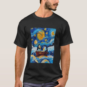 Sterrennacht Pinguïn Vogel Piano T-shirt