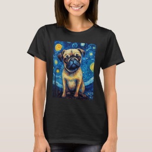 Sterrennacht Pug Dog Van Gogh Sky Painting Art Pug T-shirt