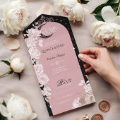 Sterrennacht Quinceanera Floral Celestial Moon All In One Uitnodiging