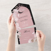 Sterrennacht Quinceanera Floral Celestial Moon All In One Uitnodiging (Afscheurbaar)