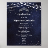 Sterrennacht Quinceanera Sweet 16 Bar Drink Menu Poster (Voorkant)