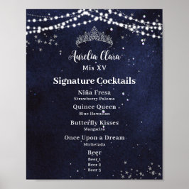 Sterrennacht Quinceanera Sweet 16 Bar Drink Menu Poster