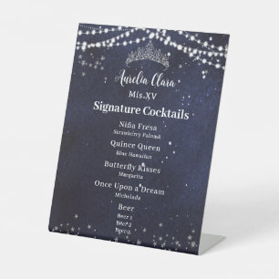 Sterrennacht Quinceanera Sweet 16 Bar Drink Menu Reclamebord Met Voetstuk