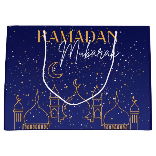 Sterrennacht Ramadan Mubarak Ramadan Gift Bag Groot Cadeauzakje (Voorkant)