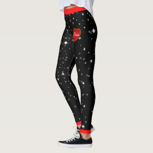 Sterrennacht Red Hearts Zwart Leggings (aangepast.