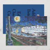 Sterrennacht River Boat Invitation aanpassen Kaart (Voorkant / Achterkant)