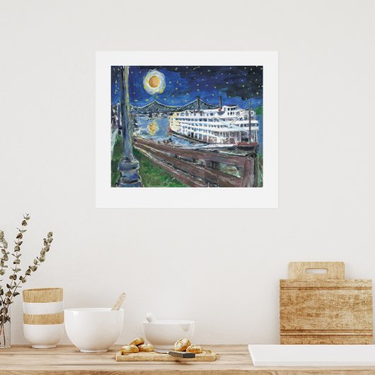 Sterrennacht Riverboat Poster (Keuken)