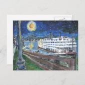Sterrennacht Riverboat Vakantie Feestdagenkaart (Voorkant / Achterkant)