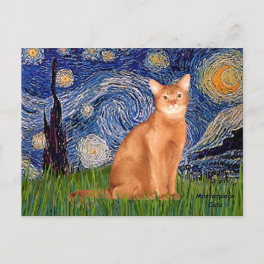 Sterrennacht - Rode Abyssinian Briefkaart (Voorkant)