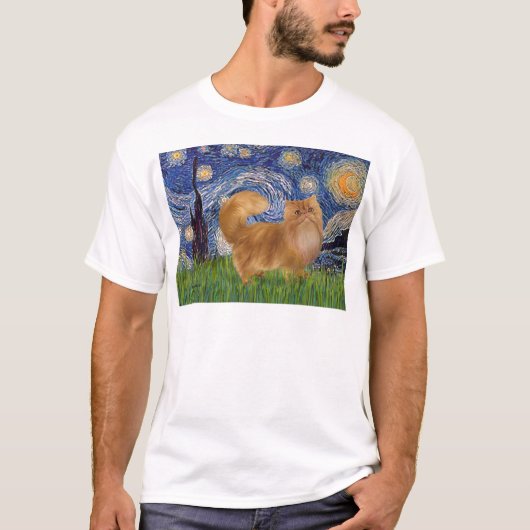 Sterrennacht - Rode Perzische kat T-shirt (Voorkant)