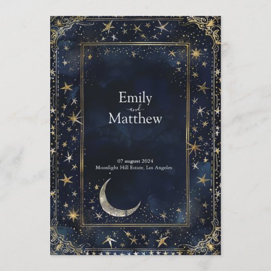 Sterrennacht Romance bruiloft Menu (Achterkant)