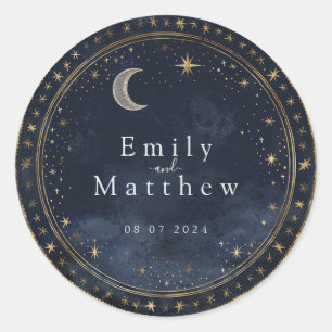 Sterrennacht Romance bruiloft Ronde Sticker
