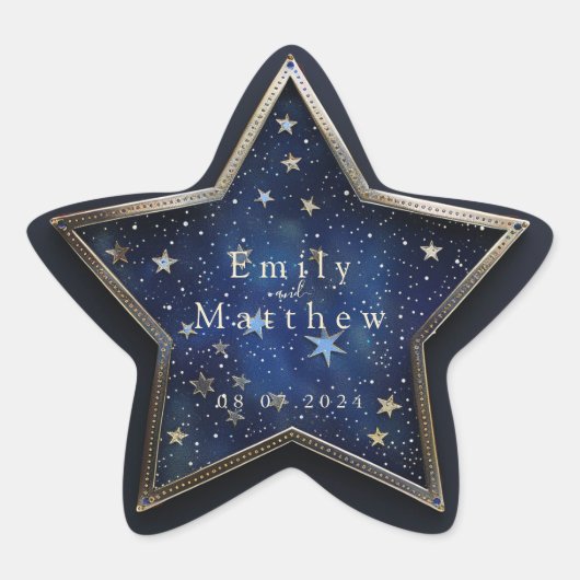 Sterrennacht Romance bruiloft Ster Sticker (Voorkant)