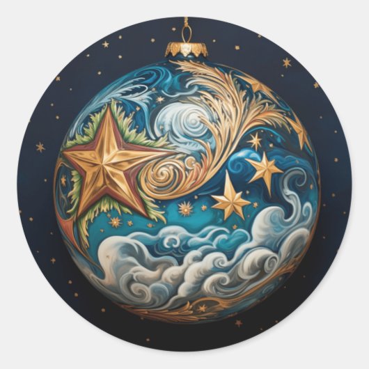 Sterrennacht Ronde Sticker (Voorkant)