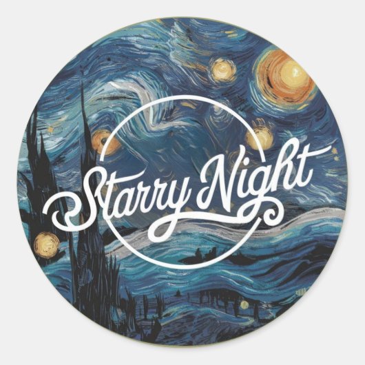 sterrennacht ronde sticker (Voorkant)