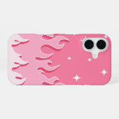 Sterrennacht Roze Vlammen – Esthetische Y2K iPhone 16 Hoesje (Achterkant horizontaal)