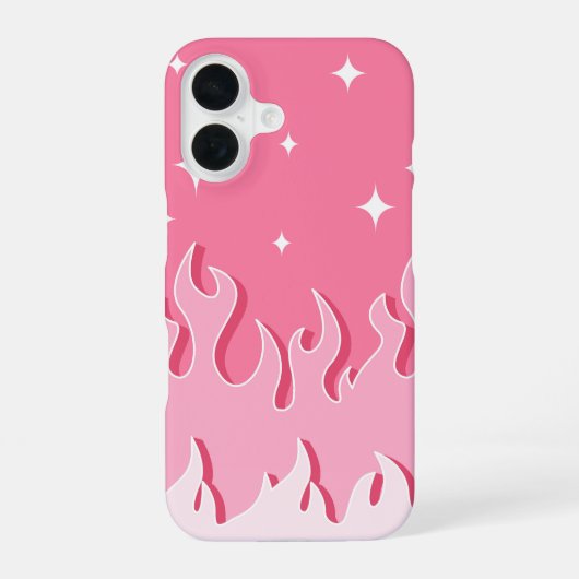 Sterrennacht Roze Vlammen – Esthetische Y2K iPhone 16 Hoesje (Achterkant)