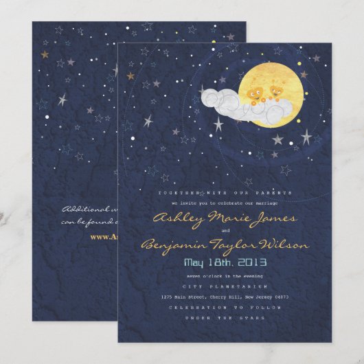 Sterrennacht Ruimte met uitnodiging voor een huwel (Voorkant / Achterkant)