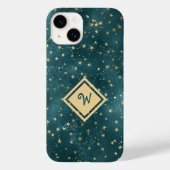 Sterrennacht Ruimteontwerp met Gouden Monogram Case-Mate iPhone Case (Achterkant)