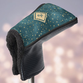 Sterrennacht Ruimteontwerp met Gouden Monogram Golfheadcover