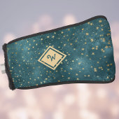 Sterrennacht Ruimteontwerp met Gouden Monogram Golfheadcover