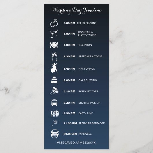 Sterrennacht Rustic Wedding Tijdlijn Programmakaart (Achterkant)