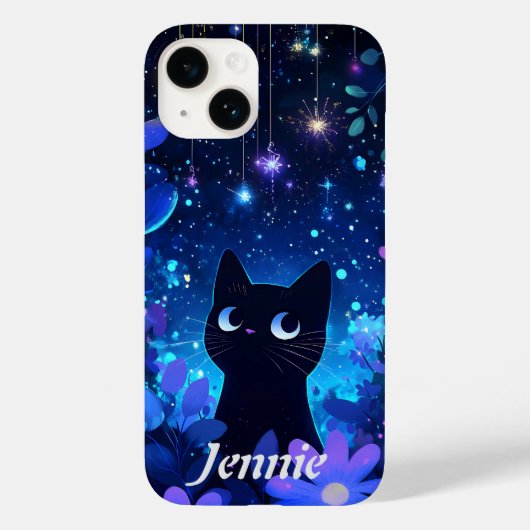 Sterrennacht Schattigee Anime Black Cat Case-Mate iPhone Case (Achterkant)