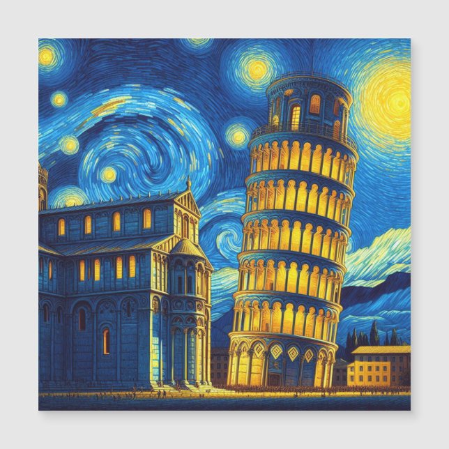 Sterrennacht scheve toren van Pisa Italië (Voorkant)