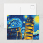 Sterrennacht scheve toren van Pisa Italië Briefkaart (Voorkant / Achterkant)