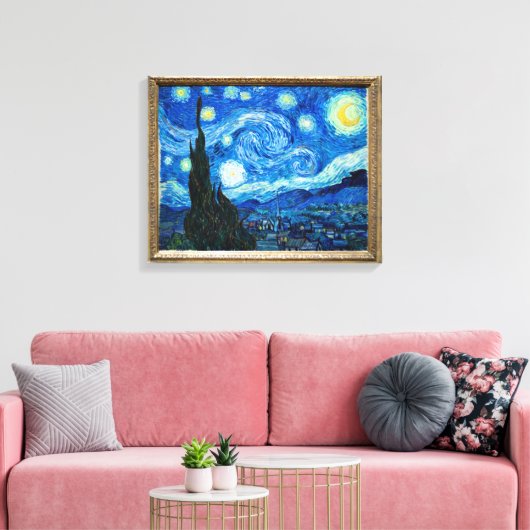Sterrennacht schilderen door schilder Vincent van Canvas Afdruk (Insitu (Woonkamer))